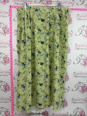 TRULY skirt midi Light Green Midi Skirt with Blue Floral Print